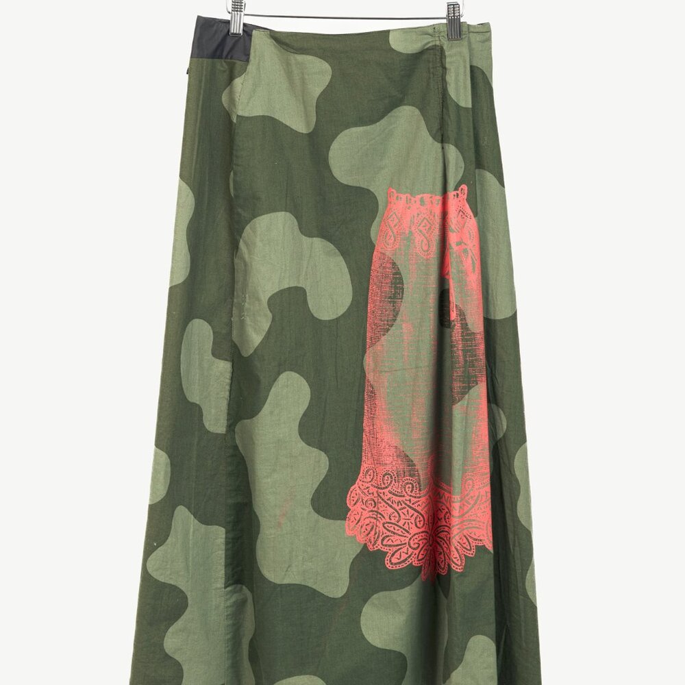 Diesel Reversible Camouflage & Grey Cotton-Blend Maxi Skirt